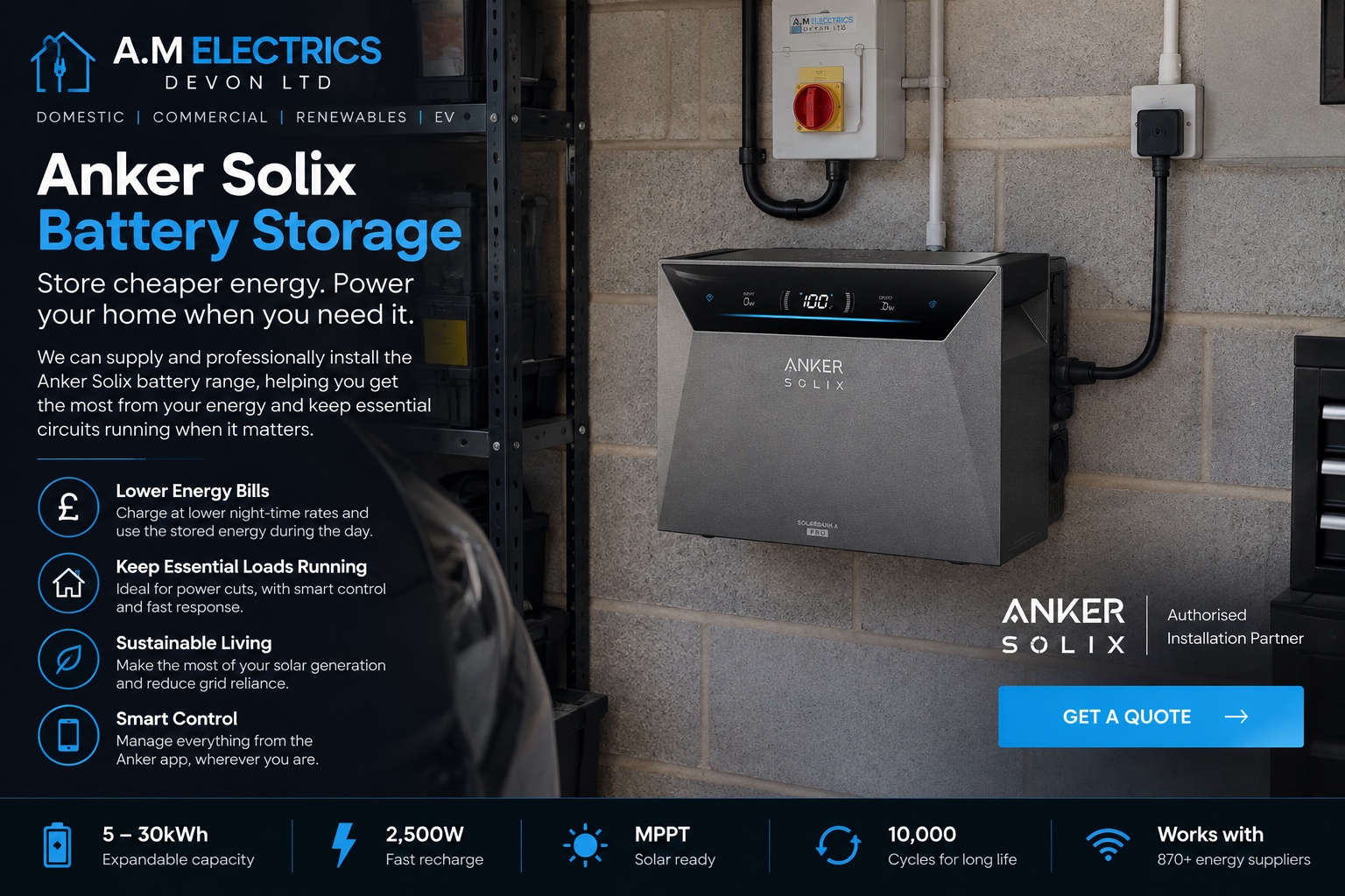 Anker SOLIX Battery Storage Installation in Newton Abbot