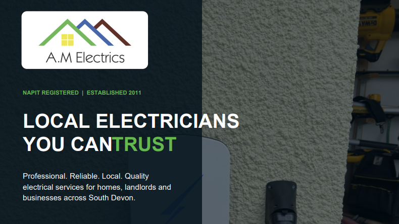 Cover of the A.M Electrics services brochure